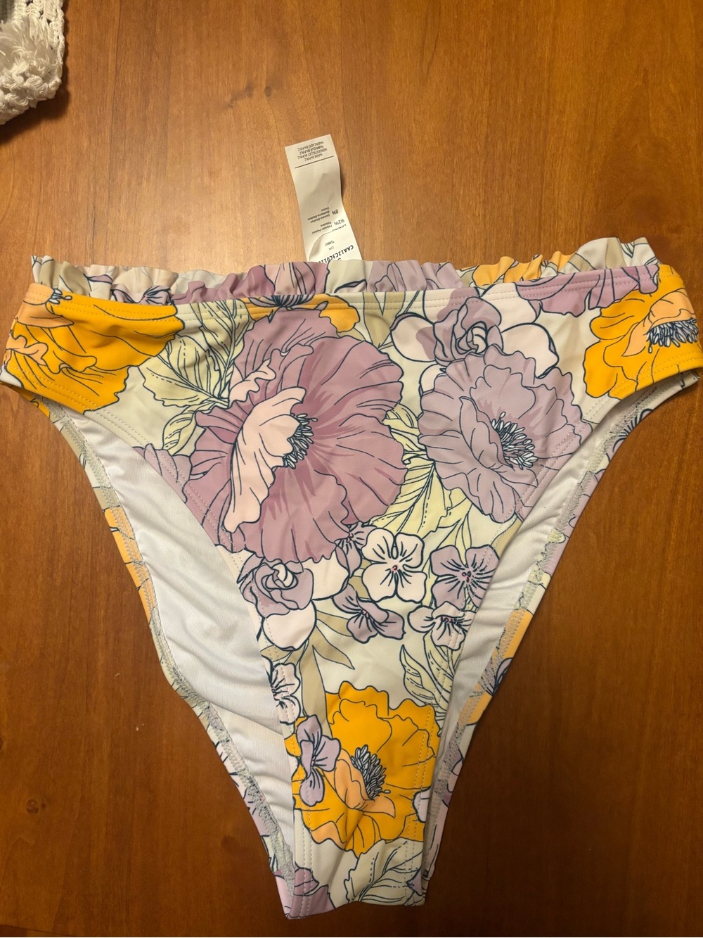 Cupshe Yellow Lavender Floral Bikini Bottoms